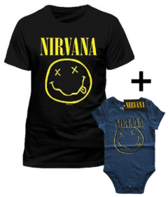 Set Rock duo t-shirt pour papa Nirvana & Nirvana body Bébé Smiley